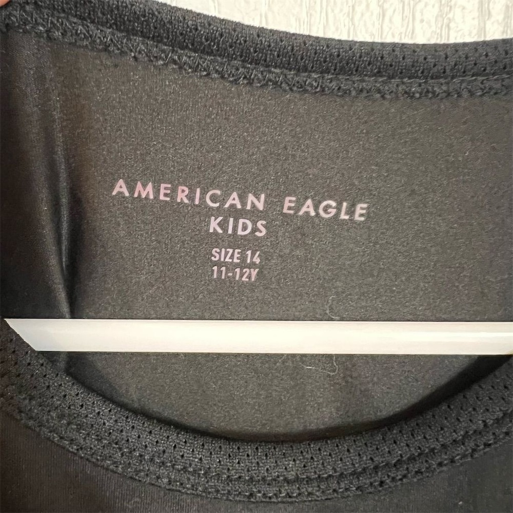 American Eagle Kids Black Grey Colorblock Active Tank Top Size 14 11-12Y Logo - Picture 5 of 6